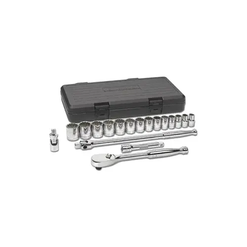 18 Pc 1/2" Dr 12Pt SAE Socket 18 Pc 1/2" Dr 12Pt SAE Socket