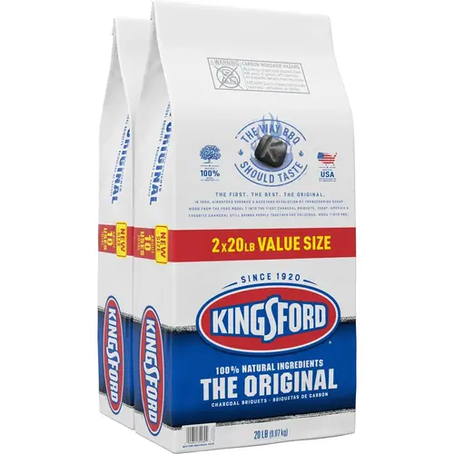 Kingsford Original Charcoal Briquettes BBQ Charcoal for Grilling - 20 Pounds Each (Pack of 2) Kingsford Original Charcoal Briquettes BBQ Charcoal for Grilling - 20 Pounds Each (Pack of 2)