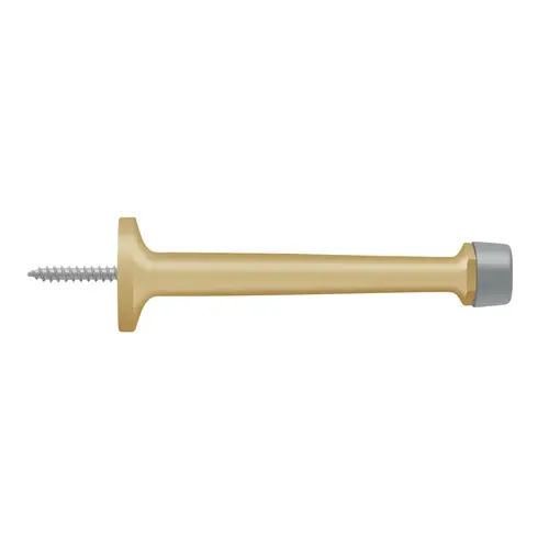 4" Baseboard Door Bumper, Solid Brass in Brushed Brass 4" Baseboard Door Bumper, Solid Brass in Brushed Brass