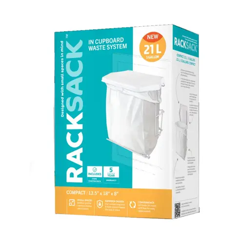 Rack Sack Series Trash Disposal System, 15 to 21 L Capacity, 9-1/2 in L, 13-1/2 in H Rack Sack Series Trash Disposal System, 15 to 21 L Capacity, 9-1/2 in L, 13-1/2 in H