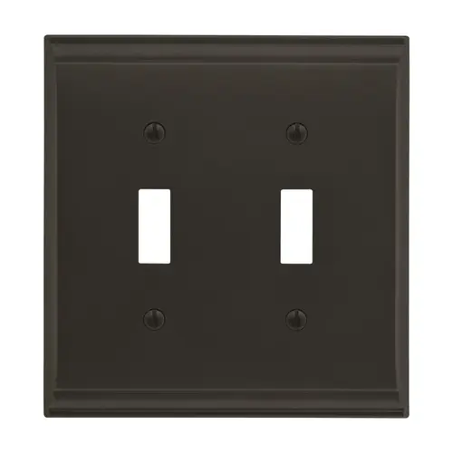 4-9/10" x 4-7/10" Candler Double Toggle Wall Plate Black Bronze Finish 4-9/10" x 4-7/10" Candler Double Toggle Wall Plate Black Bronze Finish
