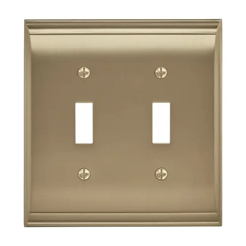 4-9/10" x 4-7/10" Candler Double Toggle Wall Plate Golden Champagne Finish 4-9/10" x 4-7/10" Candler Double Toggle Wall Plate Golden Champagne Finish