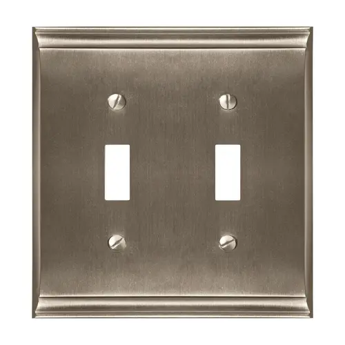 4-9/10" x 4-7/10" Candler Double Toggle Wall Plate Satin Nickel Finish 4-9/10" x 4-7/10" Candler Double Toggle Wall Plate Satin Nickel Finish
