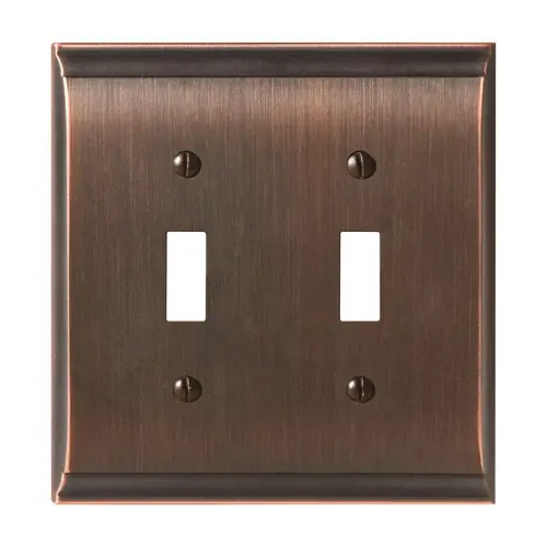 4-9/10" x 4-7/10" Candler Double Toggle Wall Plate Oil Rubbed Bronze Finish 4-9/10" x 4-7/10" Candler Double Toggle Wall Plate Oil Rubbed Bronze Finish