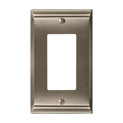4-9/10" x 2-9/10" Candler Single Rocker Wall Plate Satin Nickel Finish 4-9/10" x 2-9/10" Candler Single Rocker Wall Plate Satin Nickel Finish