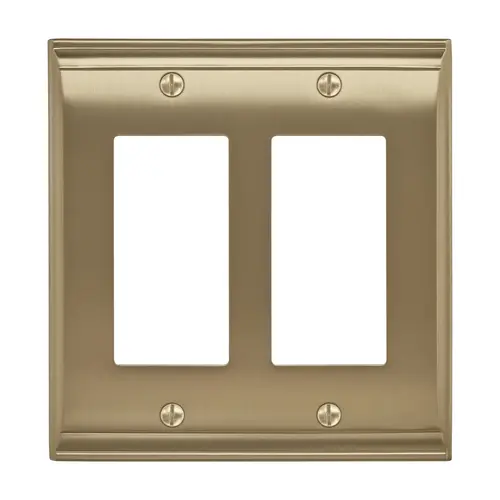 7-3/10" x 4-3/4" Candler Double Rocker Wall Plate Golden Champagne Finish