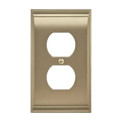 11-3/5" x 6-3/10" Candler Single Outlet Wall Plate Golden Champagne Finish 11-3/5" x 6-3/10" Candler Single Outlet Wall Plate Golden Champagne Finish