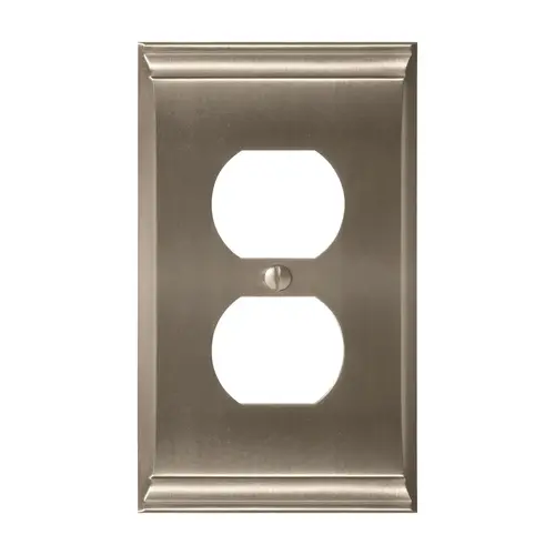 11-3/5" x 6-3/10" Candler Single Outlet Wall Plate Satin Nickel Finish 11-3/5" x 6-3/10" Candler Single Outlet Wall Plate Satin Nickel Finish