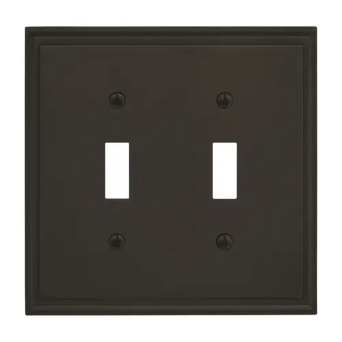 7-3/10" x 4-3/4" Mulholland Double Toggle Wall Plate Black Bronze Finish 7-3/10" x 4-3/4" Mulholland Double Toggle Wall Plate Black Bronze Finish