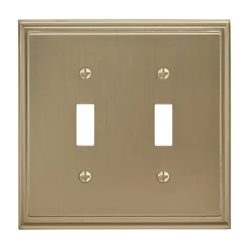 7-3/10" x 4-3/4" Mulholland Double Toggle Wall Plate Golden Champagne Finish 7-3/10" x 4-3/4" Mulholland Double Toggle Wall Plate Golden Champagne Finish