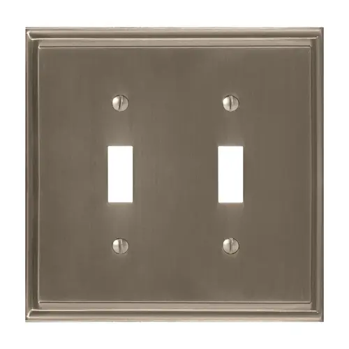 7-3/10" x 4-3/4" Mulholland Double Toggle Wall Plate Satin Nickel Finish 7-3/10" x 4-3/4" Mulholland Double Toggle Wall Plate Satin Nickel Finish