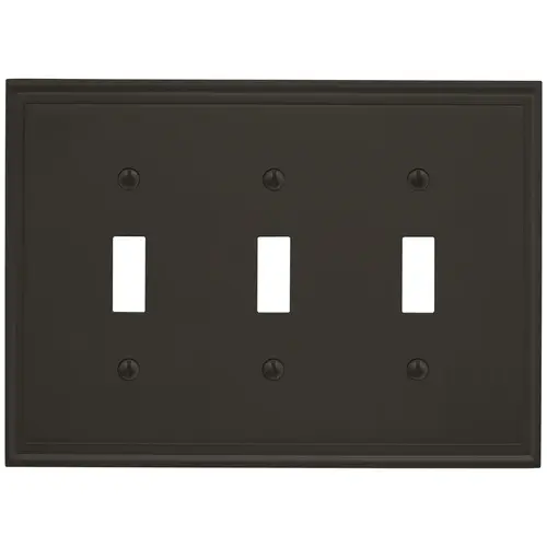 8-3/10" x 6-3/10" Mulholland Triple Toggle Wall Plate Black Bronze Finish 8-3/10" x 6-3/10" Mulholland Triple Toggle Wall Plate Black Bronze Finish