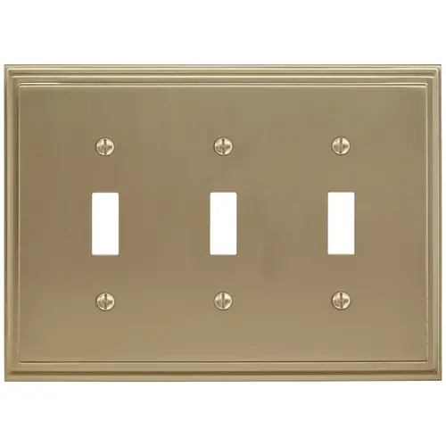 8-3/10" x 6-3/10" Mulholland Triple Toggle Wall Plate Golden Champagne Finish 8-3/10" x 6-3/10" Mulholland Triple Toggle Wall Plate Golden Champagne Finish