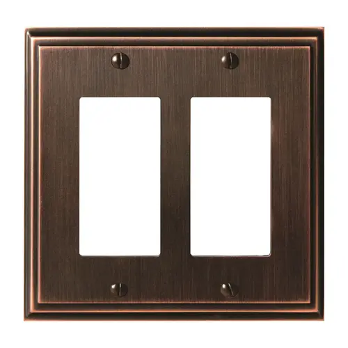 7-3/10" x 4-3/4" Mulholland Double Rocker Wall Plate Oil Rubbed Bronze Finish 7-3/10" x 4-3/4" Mulholland Double Rocker Wall Plate Oil Rubbed Bronze Finish