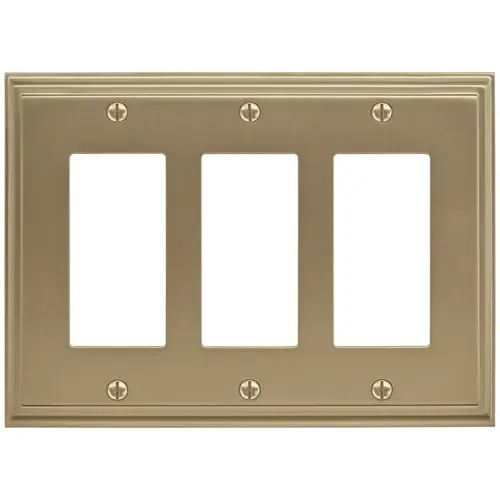 7-3/10" x 4-3/4" Mulholland Triple Rocker Wall Plate Golden Champagne Finish