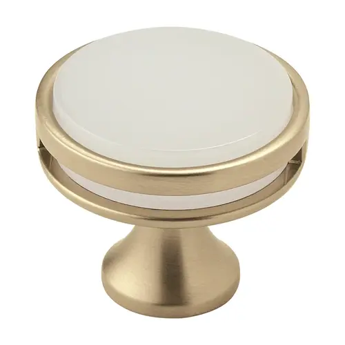 1-3/8" (35 mm) Diameter Frosted Acrylic Oberon Cabinet Knob Golden Champagne Finish