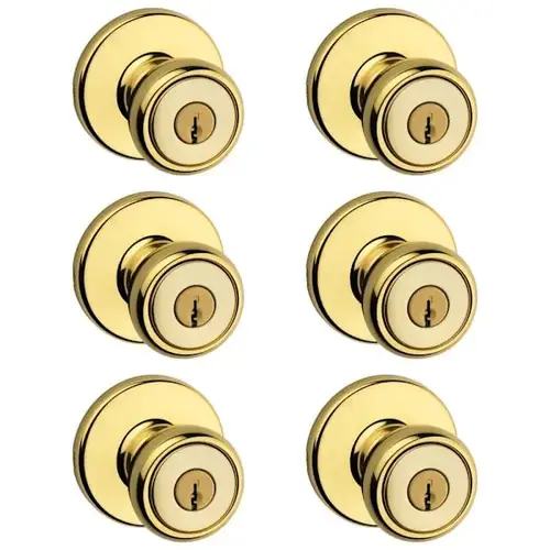Tylo Keyed Entry Knob With Pin And Tumbler In Polished Brass - pack of 6 Tylo Keyed Entry Knob With Pin And Tumbler In Polished Brass - pack of 6