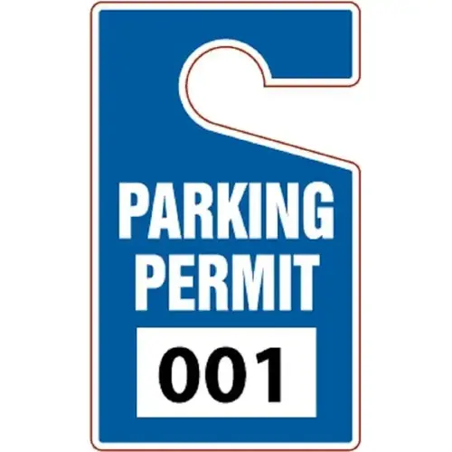Parking Permit Numbered 001-099 Laminated Plastic Blue - pack of 99 Parking Permit Numbered 001-099 Laminated Plastic Blue - pack of 99