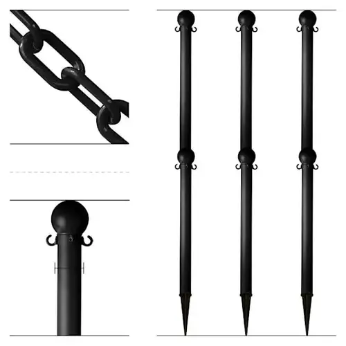 Black Ground Poles Chain Kit - pack of 6 Black Ground Poles Chain Kit - pack of 6