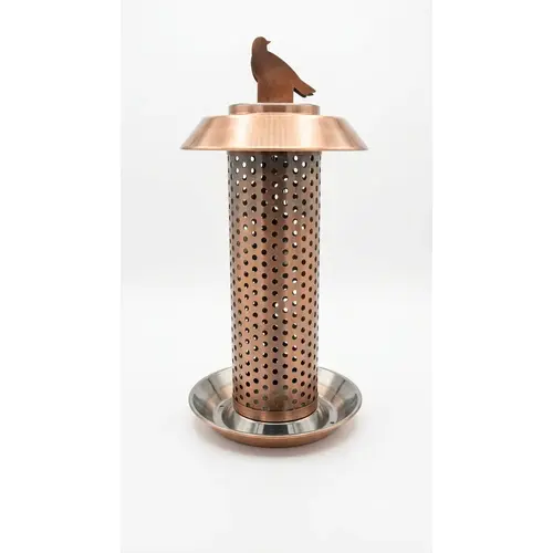 Copper colored Caged Tube Bird Feeder - Holds 1.3 pounds of seed Copper colored Caged Tube Bird Feeder - Holds 1.3 pounds of seed