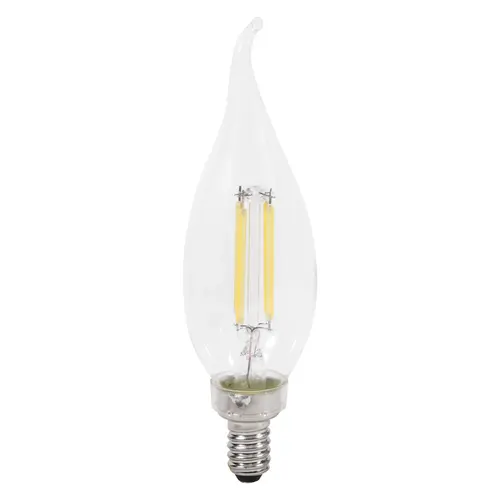 LED Light Bulb, Soft Glass Material, 4 Watts, 120V, B10 Lamp Type, 5000K Color Temperature, Clear Finish, Pack Of 2 LED Light Bulb, Soft Glass Material, 4 Watts, 120V, B10 Lamp Type, 5000K Color Temperature, Clear Finish, Pack Of 2