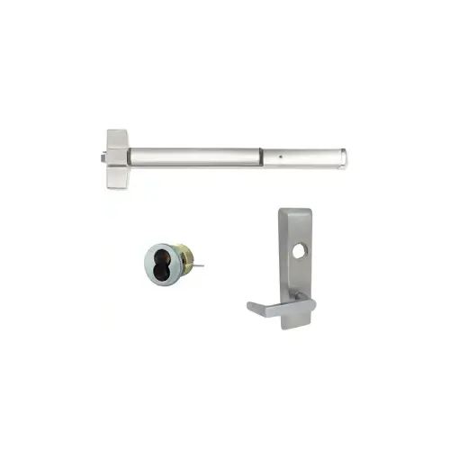 KIT - Fire-Rated 3 Hour, Rim Exit Device, N955 Newport Classroom/Storeroom Lever Trim (Includes CL6 LFIC Rim Housing, Less Core), Key Locks/Unlocks or Operates Trim, Function Field Changeable, LHR Left Hand Reverse/Reversible Handing, M54 SNB, Sex Nuts and Bolts, 36", No Dogging, Grade 1, ED5000 Series, 630/US32D Satin Stainless Steel KIT - Fire-Rated 3 Hour, Rim Exit Device, N955 Newport Classroom/Storeroom Lever Trim (Includes CL6 LFIC Rim Housing, Less Core), Key Locks/Unlocks or Operates Trim, Function Field Changeable, LHR Left Hand Reverse/Reversible Handing, M54 SNB, Sex Nuts and Bolts, 36", No Dogging, Grade 1, ED5000 Series, 630/US32D Satin Stainless Steel