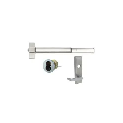 KIT - Fire-Rated 3 Hour, Rim Exit Device, N955 Newport Classroom/Storeroom Lever Trim (Includes CL6 LFIC Rim Housing, Less Core), Key Locks/Unlocks or Operates Trim, Function Field Changeable, LHR Left Hand Reverse/Reversible Handing, M54 SNB, Sex Nuts and Bolts, 48", No Dogging, Grade 1, ED5000 Series, 630/US32D Satin Stainless Steel KIT - Fire-Rated 3 Hour, Rim Exit Device, N955 Newport Classroom/Storeroom Lever Trim (Includes CL6 LFIC Rim Housing, Less Core), Key Locks/Unlocks or Operates Trim, Function Field Changeable, LHR Left Hand Reverse/Reversible Handing, M54 SNB, Sex Nuts and Bolts, 48", No Dogging, Grade 1, ED5000 Series, 630/US32D Satin Stainless Steel