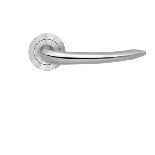 Lever set on rose Jersey satin stainless steel Lever set on rose Jersey satin stainless steel