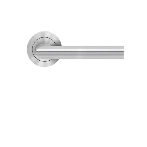 Lever set on rose Verona satin stainless steel Lever set on rose Verona satin stainless steel