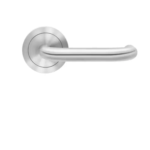 Lever set on rose Crete satin stainless steel Lever set on rose Crete satin stainless steel