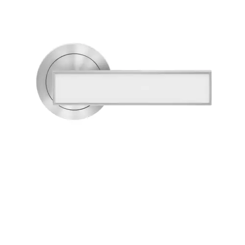 Lever set on rose Torino satin stainless steel Lever set on rose Torino satin stainless steel
