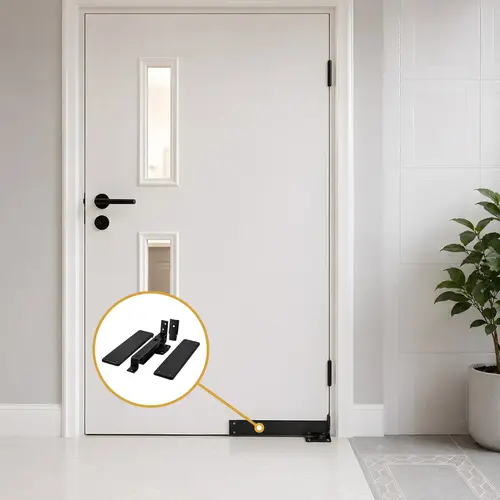 Spring Hinge, Double Action w/ Solid Brass Cover Plates in Paint Black Spring Hinge, Double Action w/ Solid Brass Cover Plates in Paint Black
