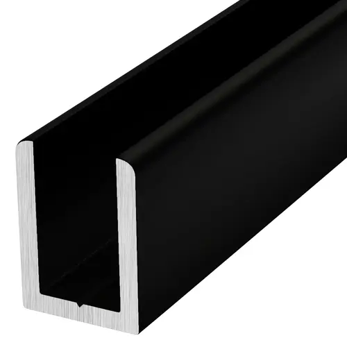 Classic U-Channel 1/4" Glass - Matte Black - 95" Stock Length - pack of 5 Classic U-Channel 1/4" Glass - Matte Black - 95" Stock Length - pack of 5