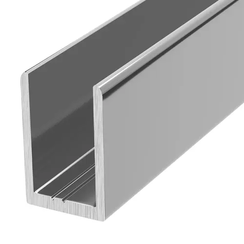 Classic U-Channel 1" Tall For 3/8" Glass - Brite Chrome - 95" Stock Length - pack of 50 Classic U-Channel 1" Tall For 3/8" Glass - Brite Chrome - 95" Stock Length - pack of 50