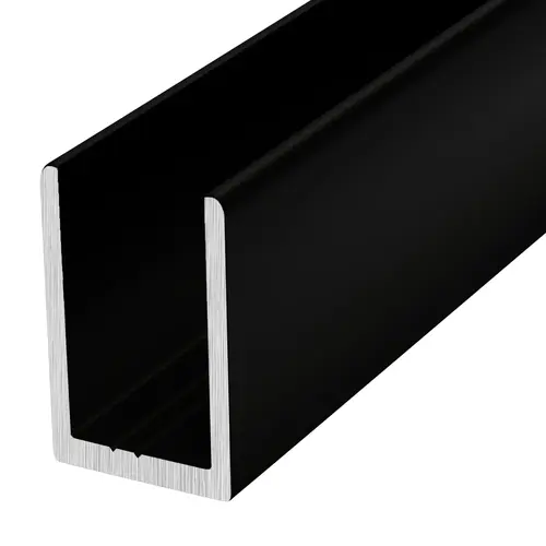 Classic U-Channel 1" Tall For 3/8" Glass - Matte Black - 95" Stock Length - pack of 5 Classic U-Channel 1" Tall For 3/8" Glass - Matte Black - 95" Stock Length - pack of 5