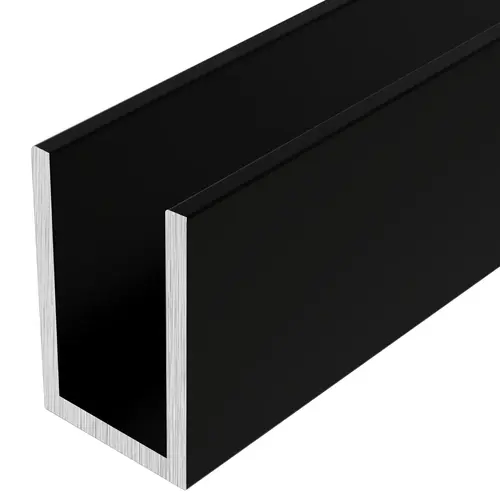 Matte Black Wet Glaze 1-1/2" Deep U-Channel 120" Stock Length - pack of 50 Matte Black Wet Glaze 1-1/2" Deep U-Channel 120" Stock Length - pack of 50