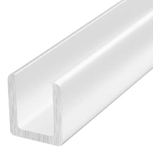 White 3/8" Fixed Panel Shower Door Deep U-Channel - 95" Length - pack of 5 White 3/8" Fixed Panel Shower Door Deep U-Channel - 95" Length - pack of 5