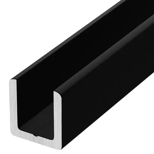 Black 1/2" Fixed Panel Shower Door Deep U-Channel - 48" Length - pack of 5 Black 1/2" Fixed Panel Shower Door Deep U-Channel - 48" Length - pack of 5