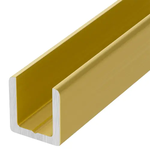Satin Brass 1/2" Fixed Panel Shower Door Deep U-Channel - 144" Length Satin Brass 1/2" Fixed Panel Shower Door Deep U-Channel - 144" Length