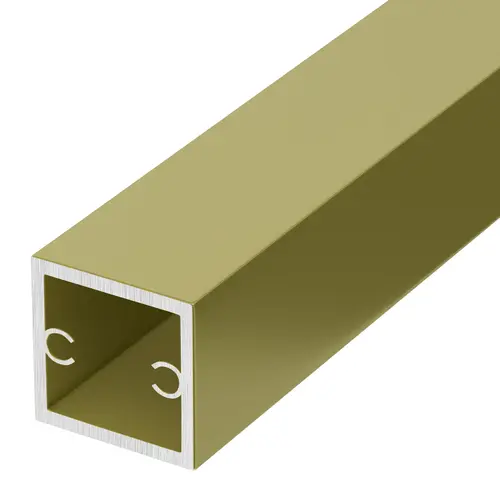 Brite Gold Anodized 1-1/8" Square Tubing for Partition Post 72" Stock Length - pack of 2 Brite Gold Anodized 1-1/8" Square Tubing for Partition Post 72" Stock Length - pack of 2