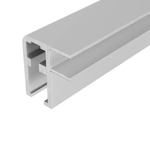 Satin Anodized Aluminum Showcase Top Rail Extrusion 72" Stock Length - pack of 2 Satin Anodized Aluminum Showcase Top Rail Extrusion 72" Stock Length - pack of 2