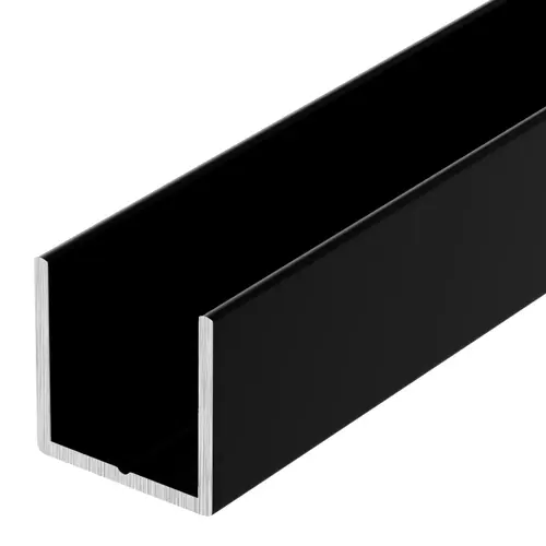 Black 3/8" Single Aluminum U-Channel 84" Length - pack of 5 Black 3/8" Single Aluminum U-Channel 84" Length - pack of 5
