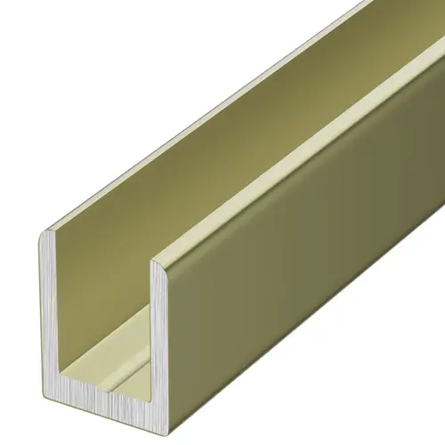 Brite Gold Anodized 1/4" Single Aluminum U-Channel 84" Length - pack of 10 Brite Gold Anodized 1/4" Single Aluminum U-Channel 84" Length - pack of 10