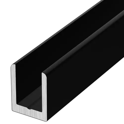 Black 1/4" Single Aluminum U-Channel 48" Length - pack of 5 Black 1/4" Single Aluminum U-Channel 48" Length - pack of 5