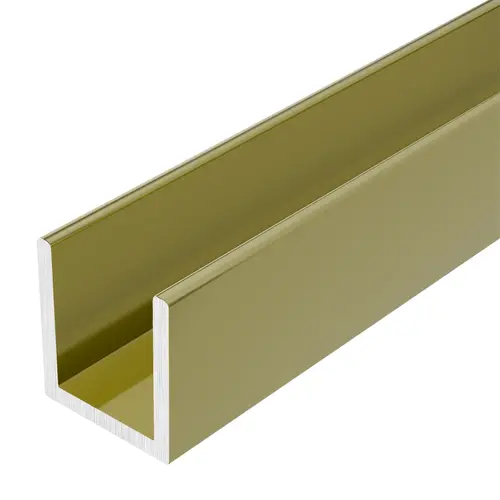 Brite Gold Anodized 1/4" Aluminum U-Channel 48" Length - pack of 5 Brite Gold Anodized 1/4" Aluminum U-Channel 48" Length - pack of 5