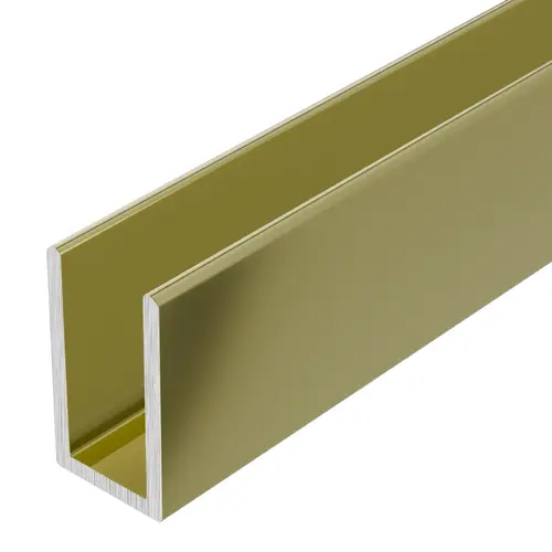 Brite Gold Anodized 1/2" Aluminum U-Channel 36" Length - pack of 5 Brite Gold Anodized 1/2" Aluminum U-Channel 36" Length - pack of 5