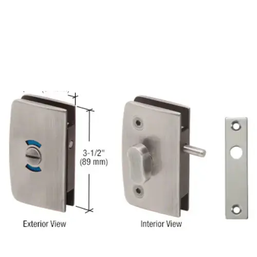 Brushed Nickel Glass Swinging Door Lock with Indicator for 5/16" to 1/2" Glass Brushed Nickel Glass Swinging Door Lock with Indicator for 5/16" to 1/2" Glass
