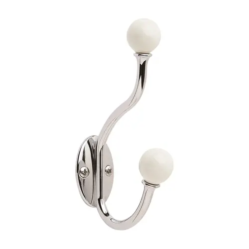 Contemporary Coat and Hat Hook White / Chrome Finish Contemporary Coat and Hat Hook White / Chrome Finish
