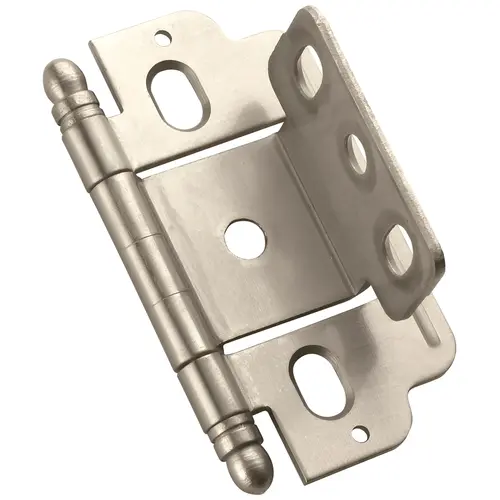 3/4" Full Inset Partial Wrap Ball Tip Cabinet Hinge, Steel Material, 2-1/2" Length, 1" Width, Satin Nickel Finish 3/4" Full Inset Partial Wrap Ball Tip Cabinet Hinge, Steel Material, 2-1/2" Length, 1" Width, Satin Nickel Finish