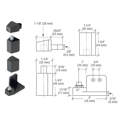 Offset Pivot Hinge Set Right Hand Type Dark Bronze Finish